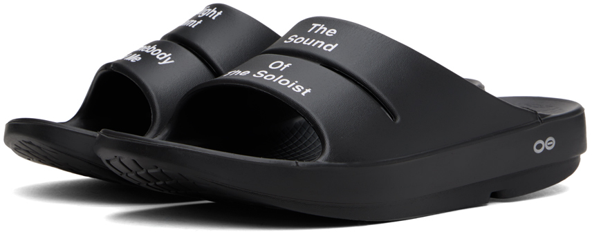 TAKAHIROMIYASHITA TheSoloist. Black OOFOS Edition Pool Slides