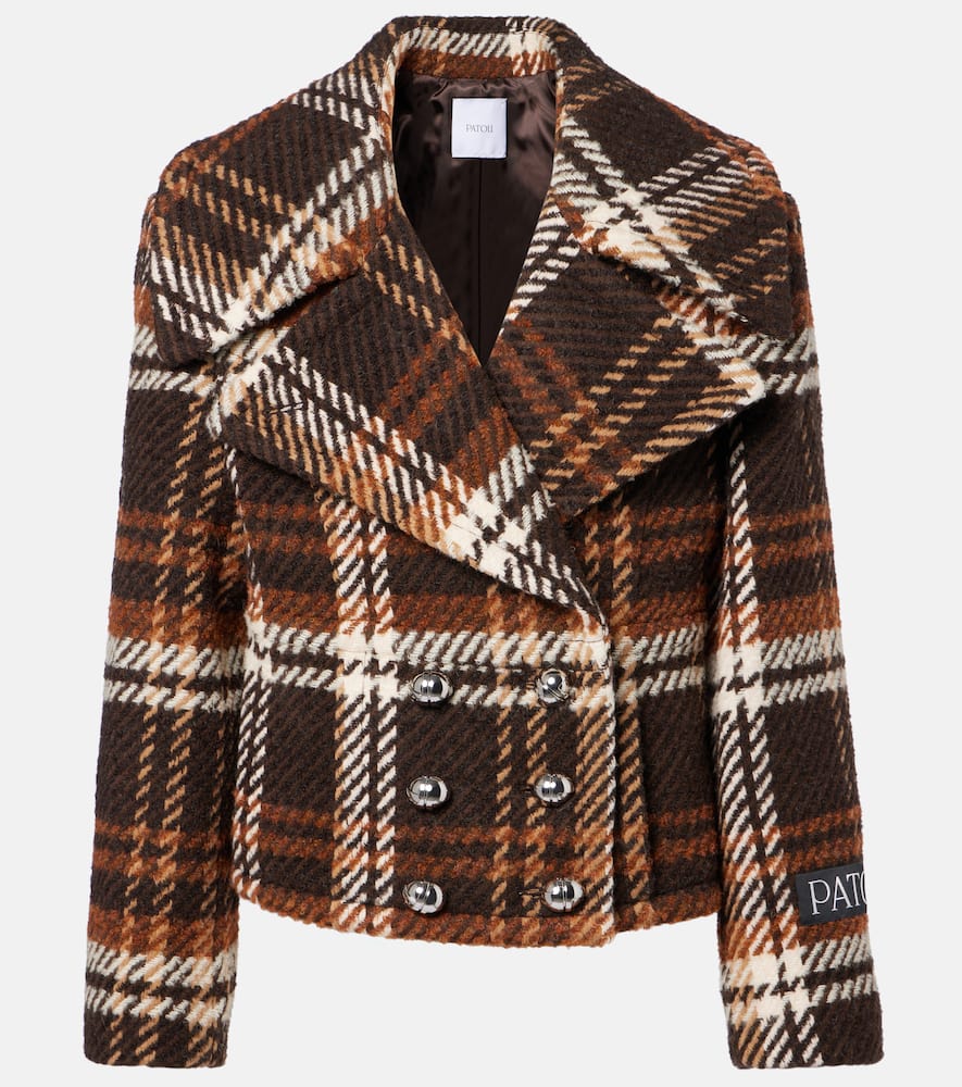 Checked double-breasted wool-blend jacket