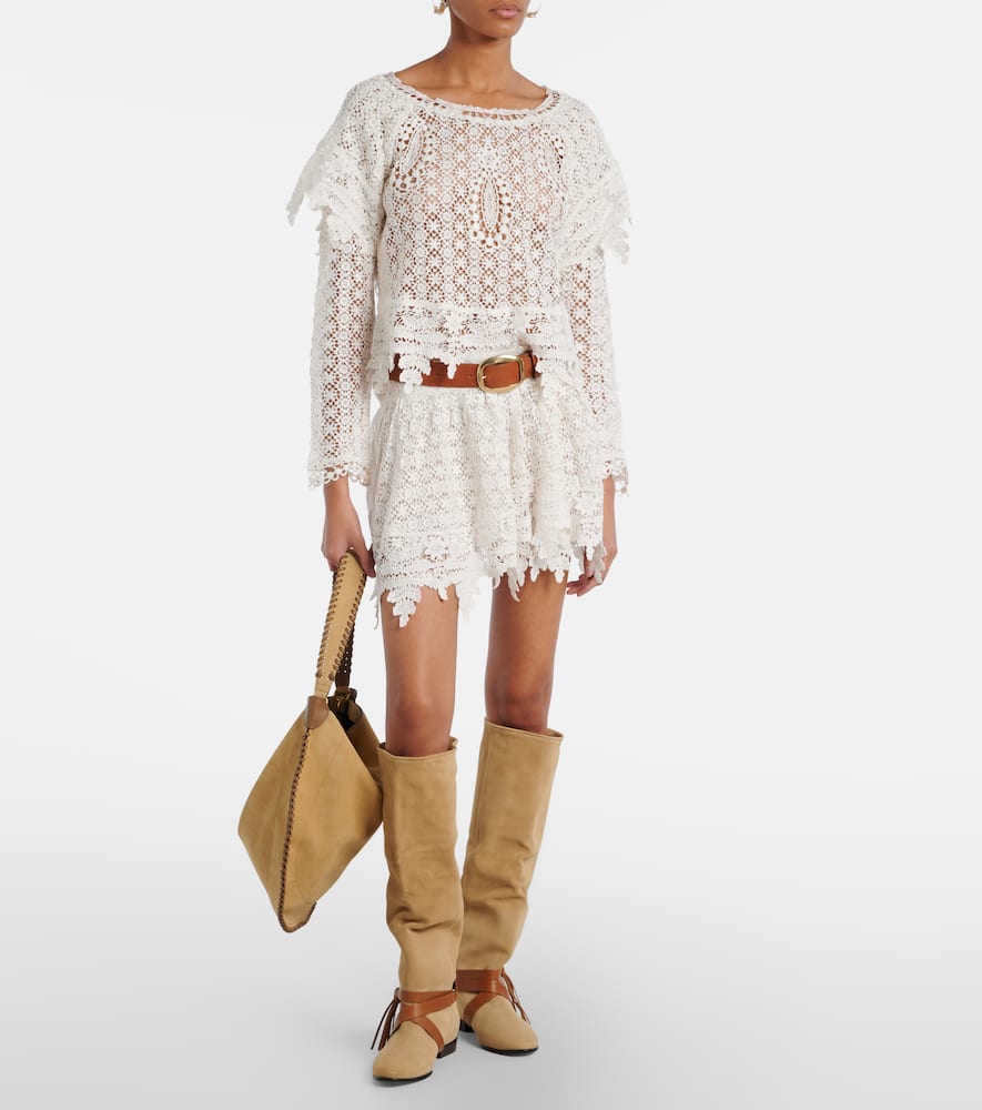 Hanta floral cotton lace miniskirt