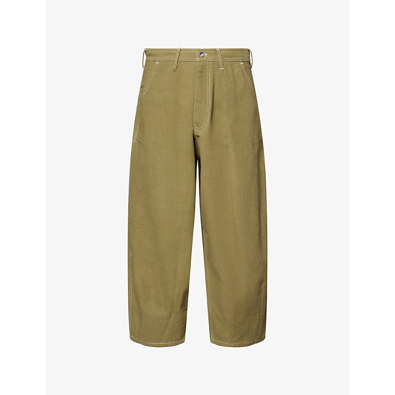 Mens Lush Pleated Wide-Leg Denim Jeans
