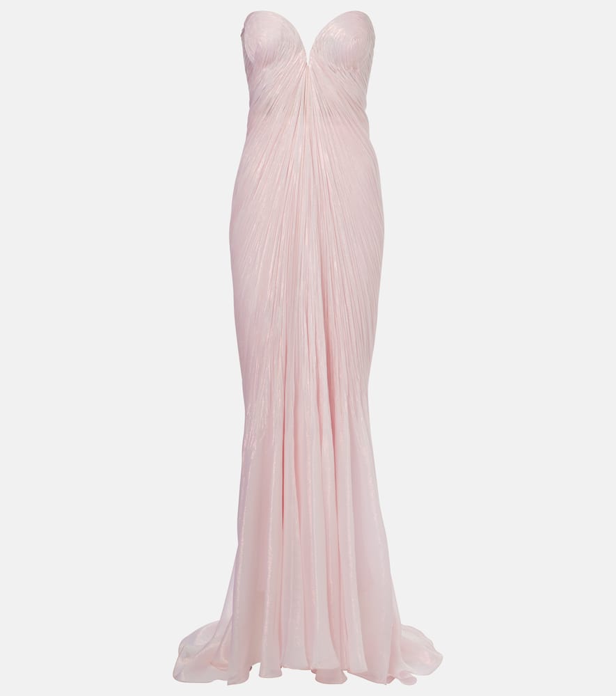 Meilien pleated silk-blend chiffon gown