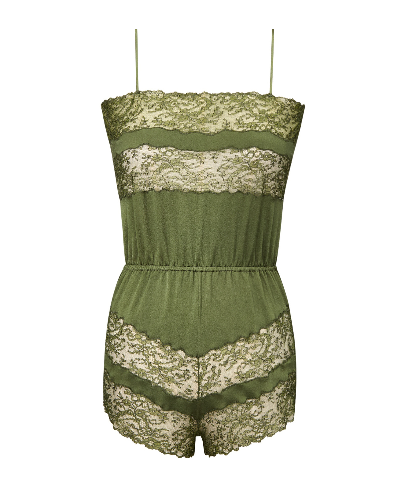 Silk satin lace jumpsuit