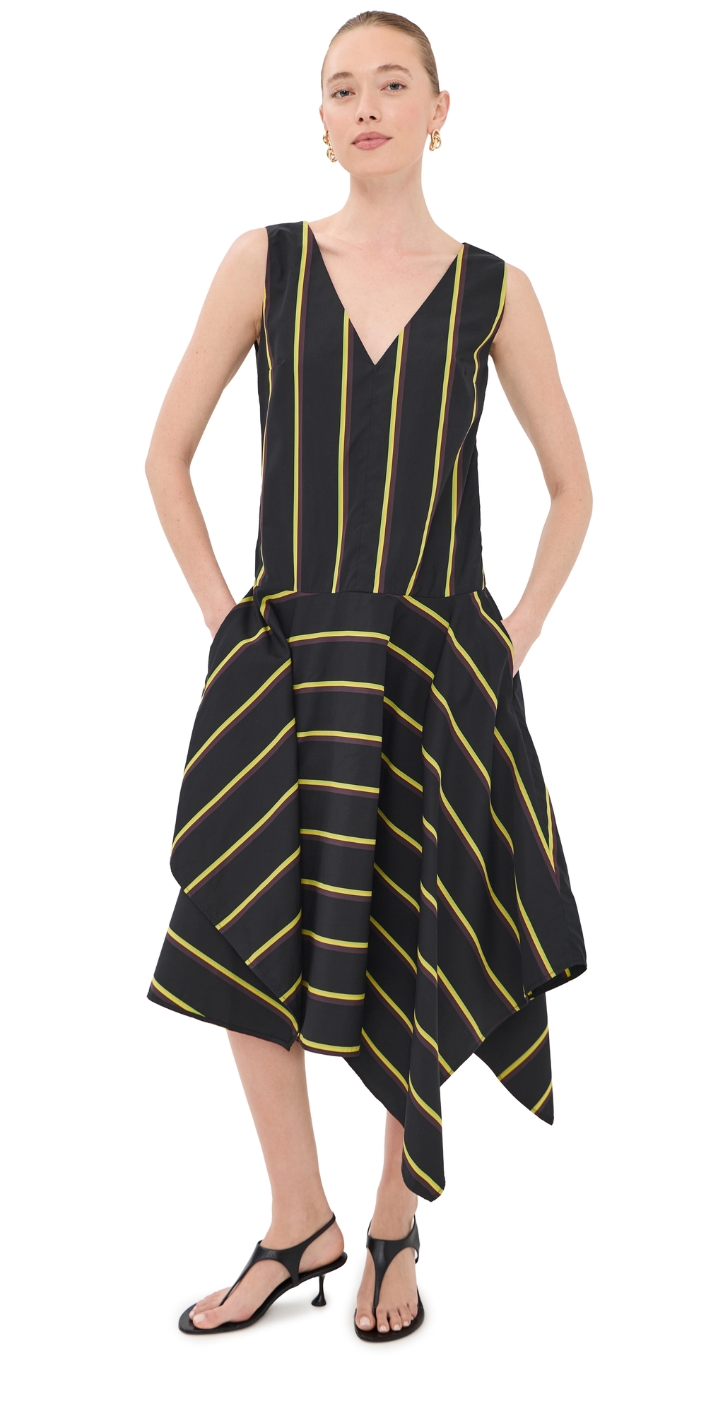 Beatriz Dress in Cotton Silk Shirting Black multi