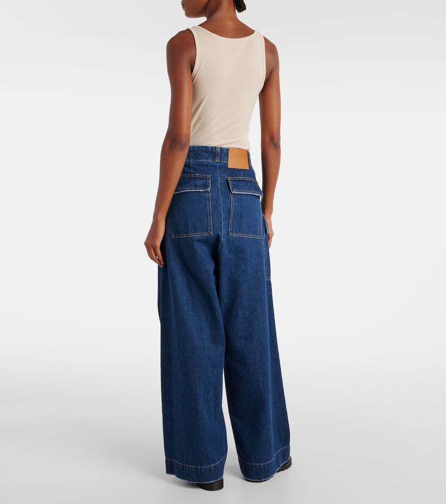 High-rise denim wide-leg pants