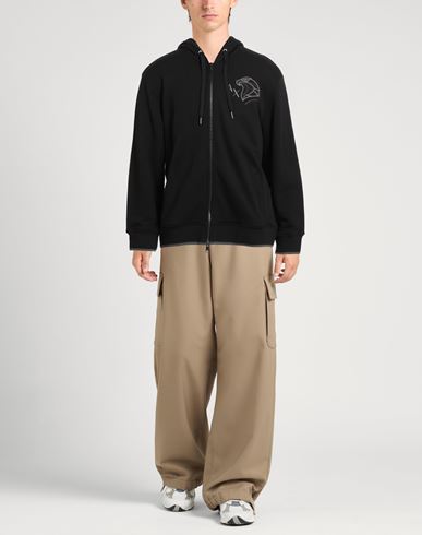 Man Sweatshirt Black Size L Cotton, Polyester, Elastane