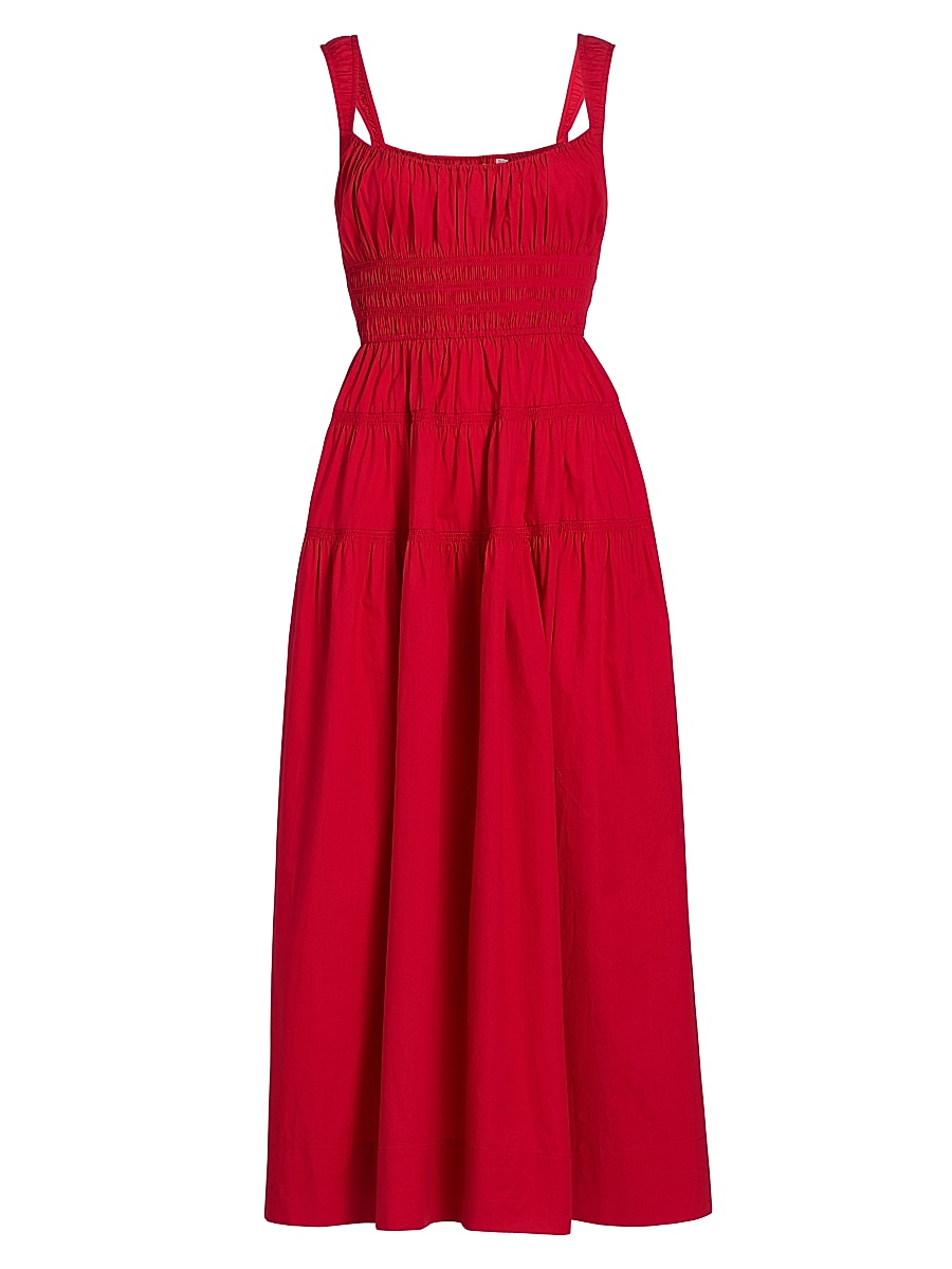 Women's Clover Fit & Flare Cotton Midi-Dress - Deep Tomato