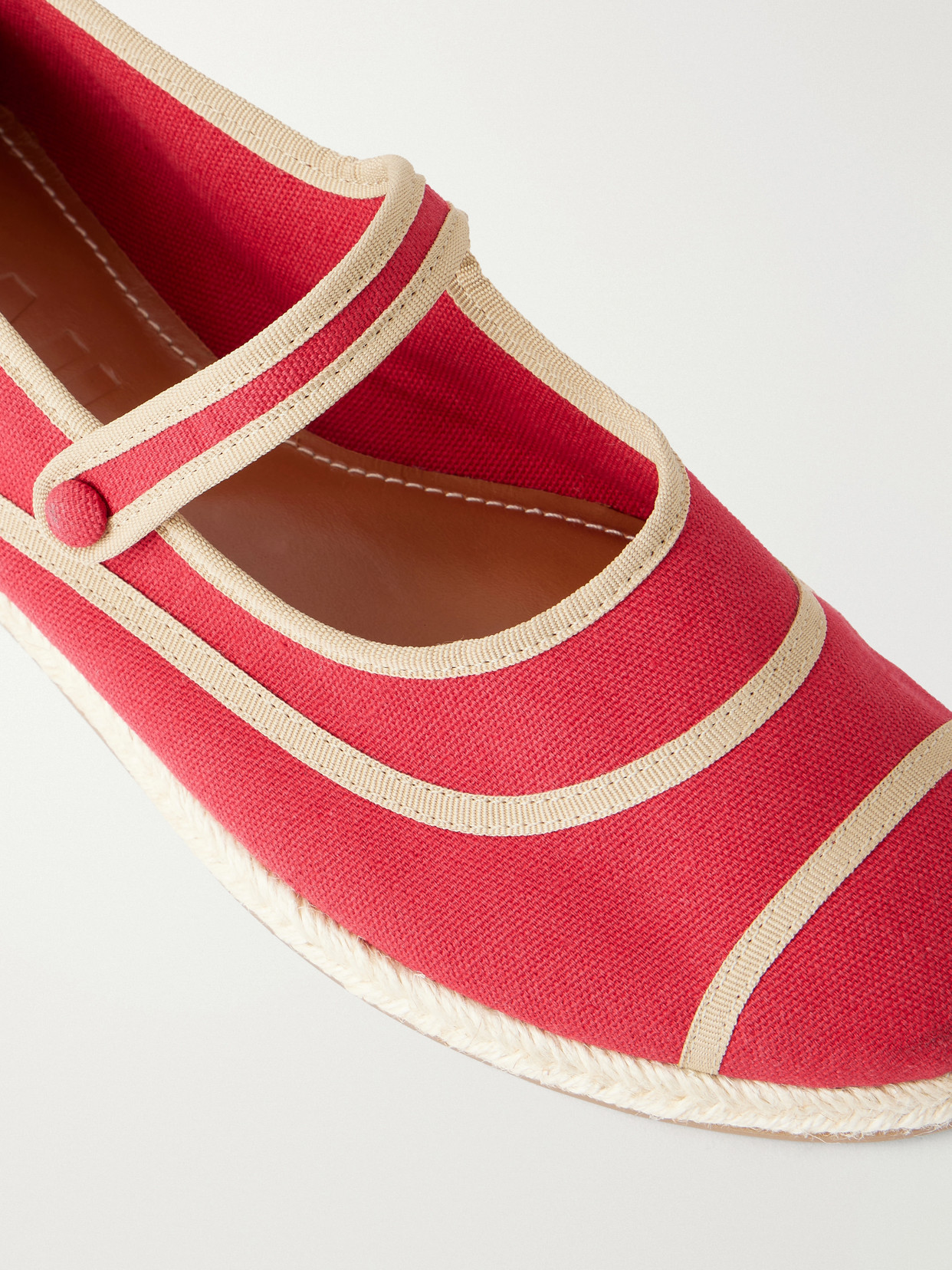 Nora Canvas Espadrille Mary Jane Flats - Red