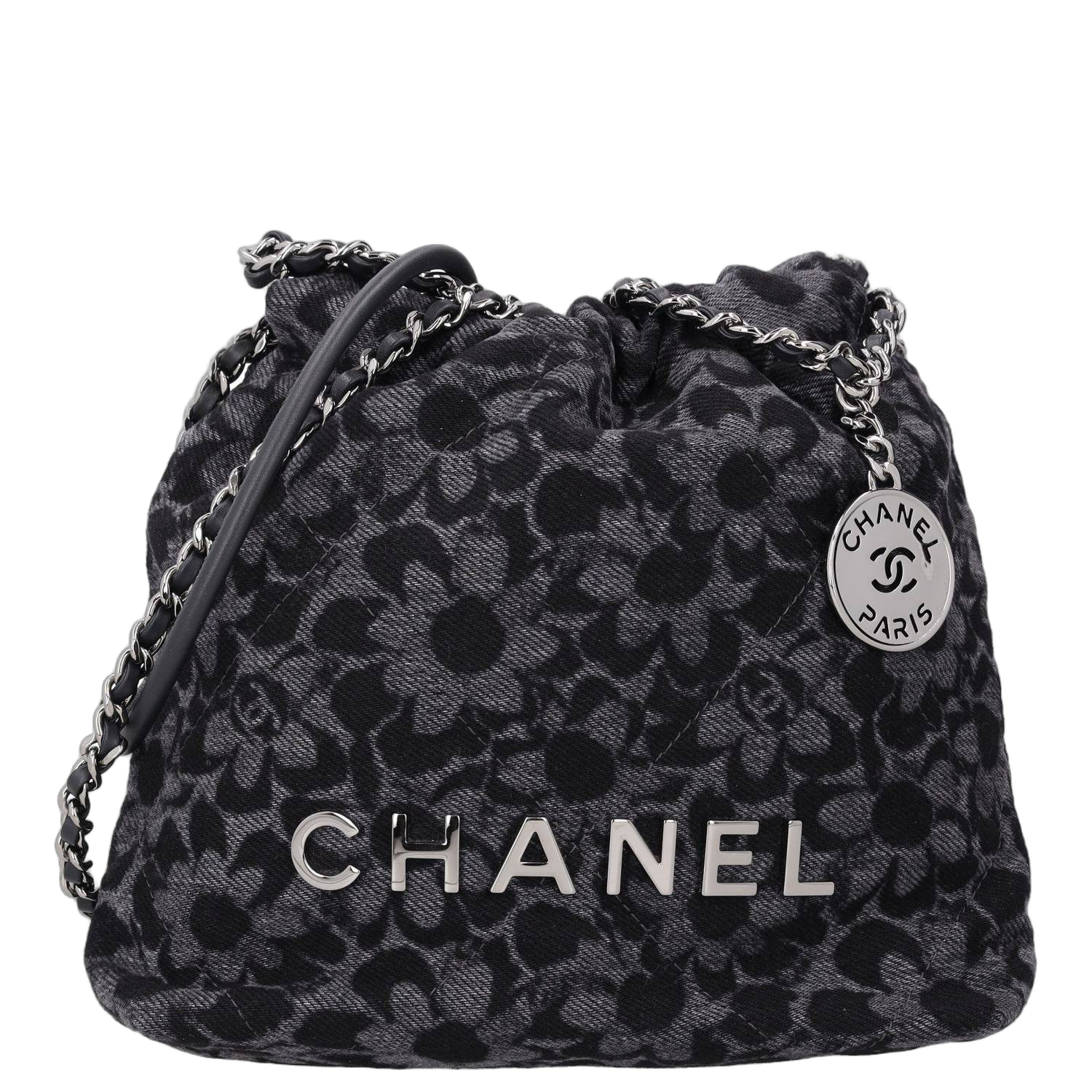 22 Mini Denim Shoulder Bag — Black