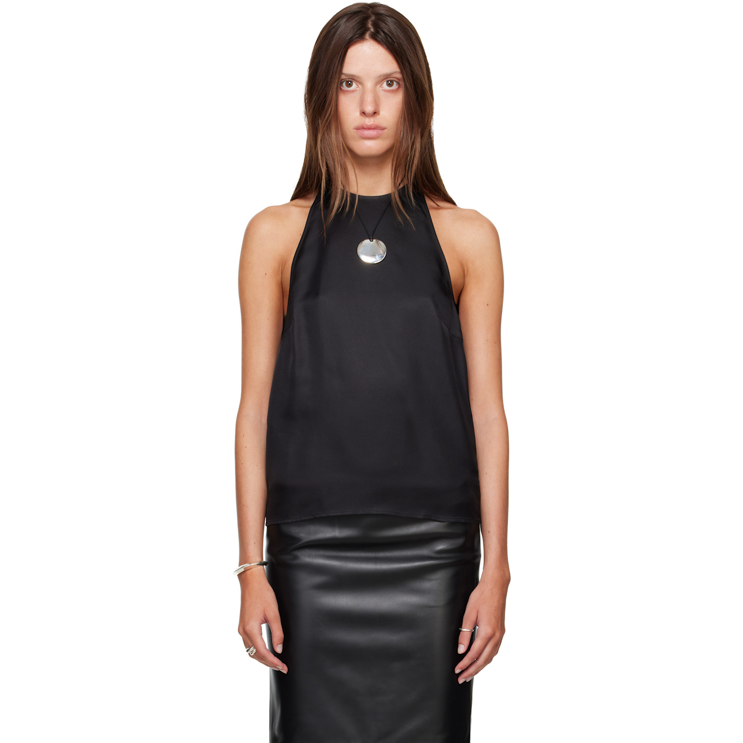 Black CAMI Silk Twill Cape Top