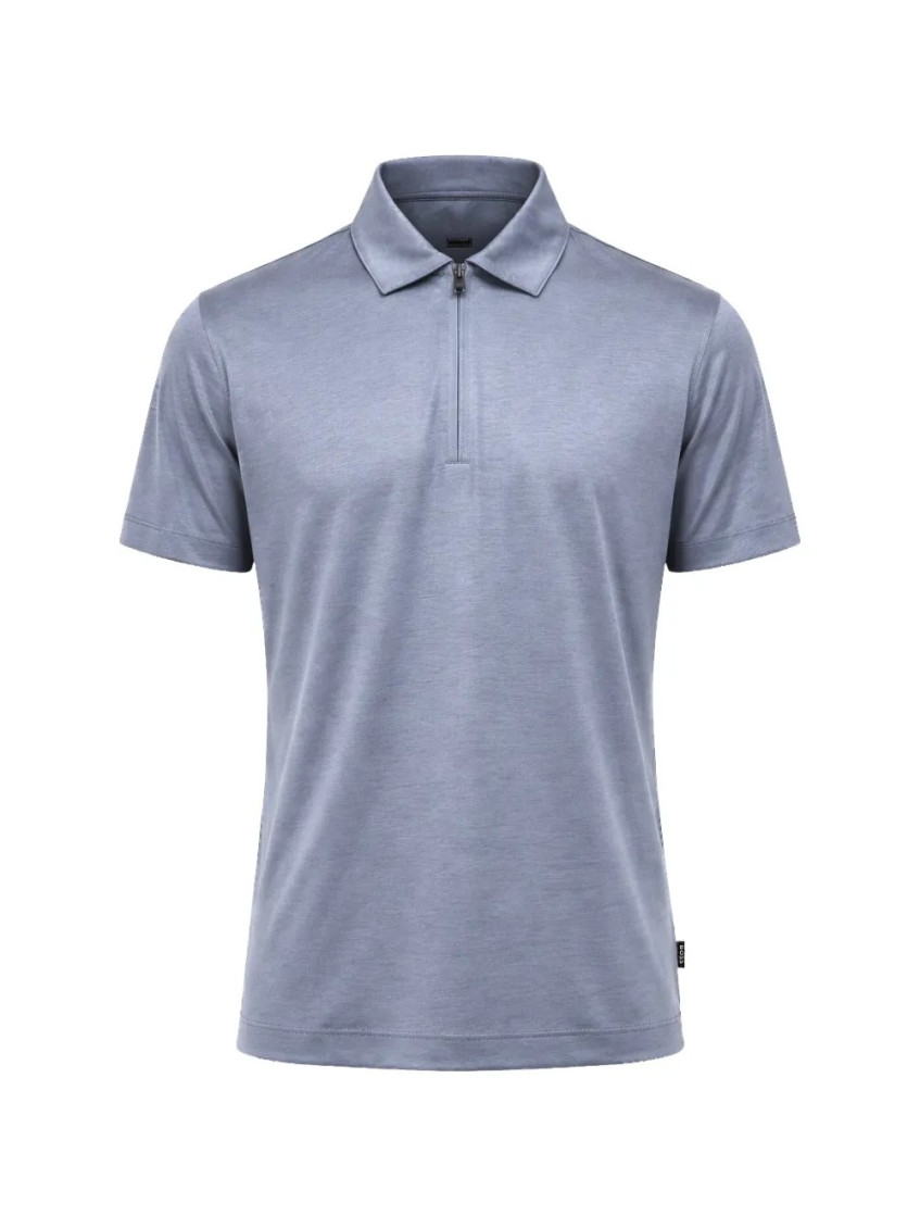 Blue Solid Shirt Collar Polo