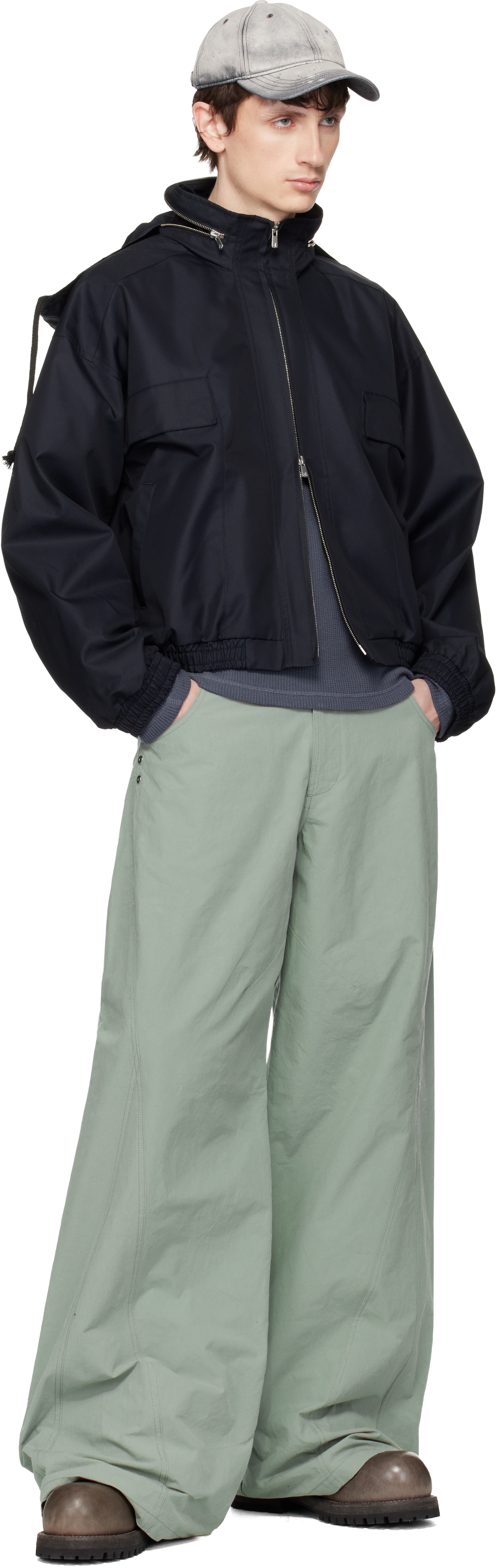 Black Reia Hooded Work Jacket