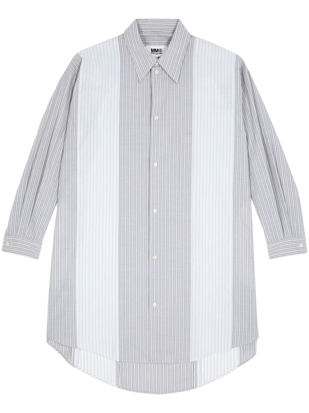 Panelled pinstripe shirt dress - Grey