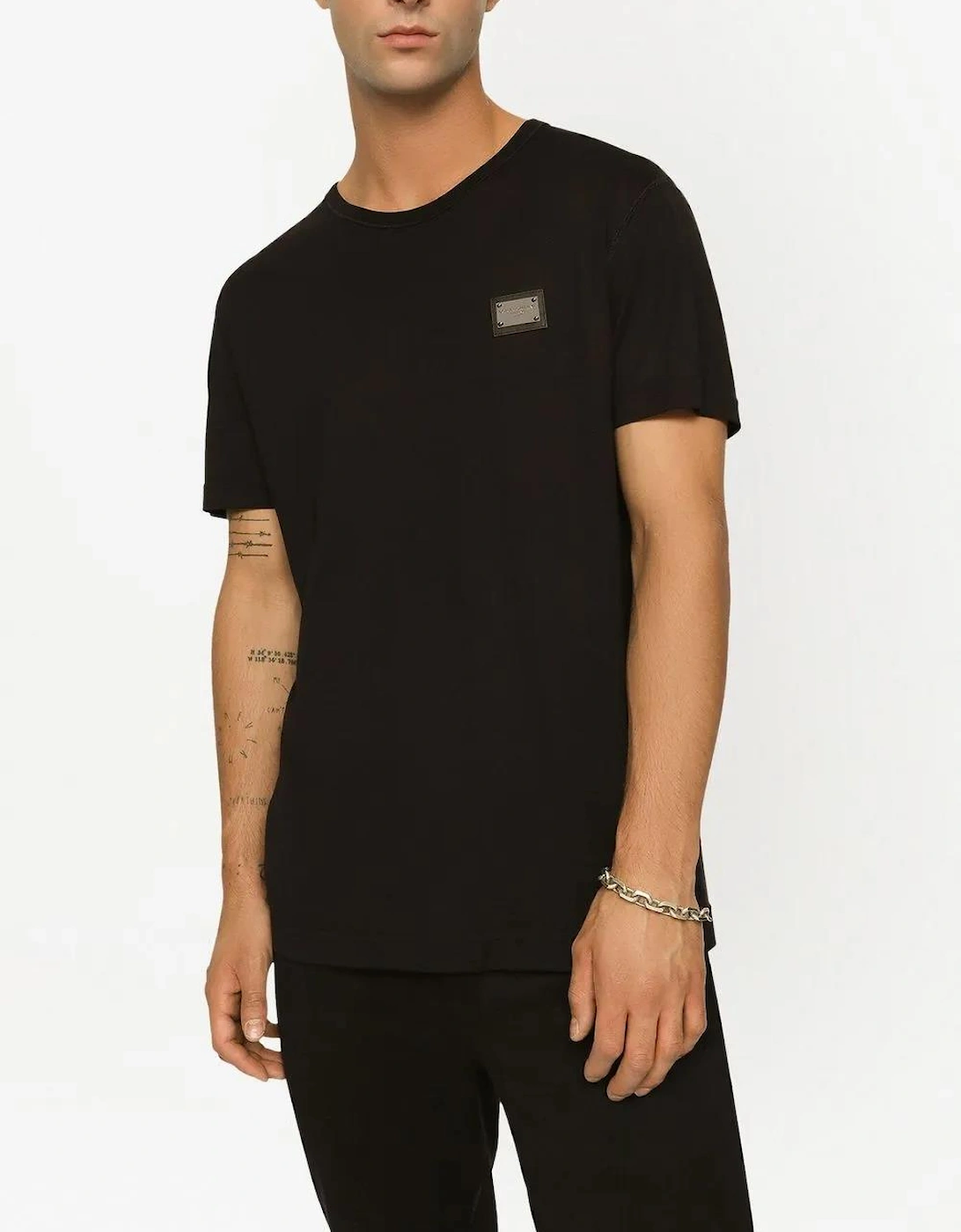 Men's Dolce & Gabbana Silver Plaque Logo T-Shirt Black