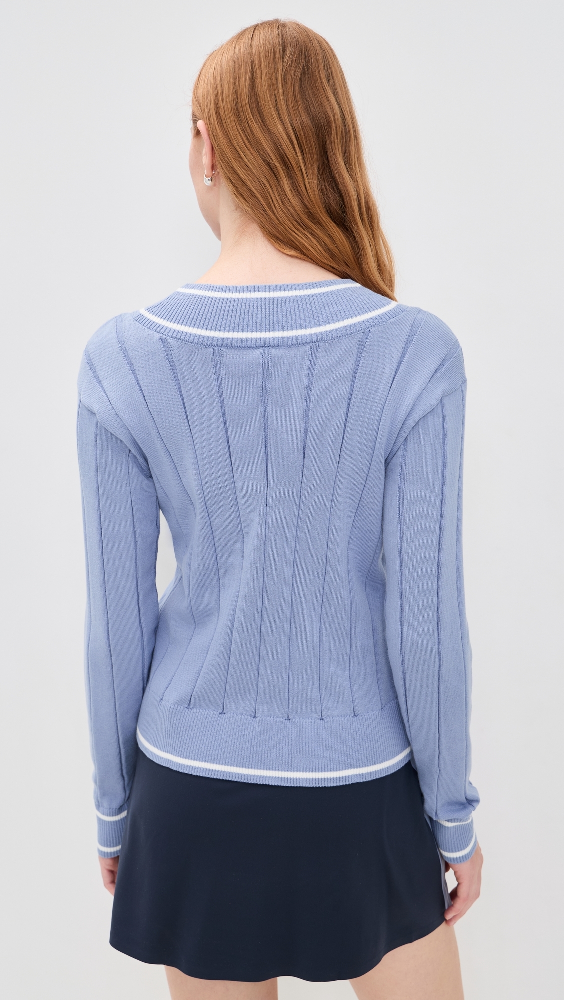 Varsity Cable Knit Sweater Hydrangea Blue