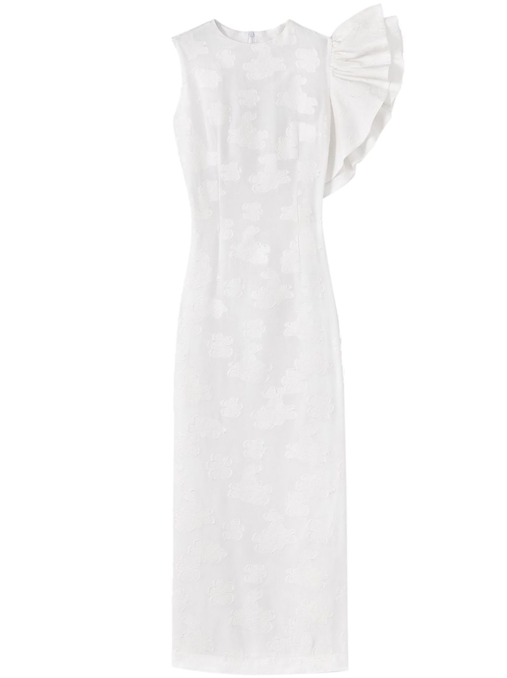 Franz ruffle-detailing dress - White