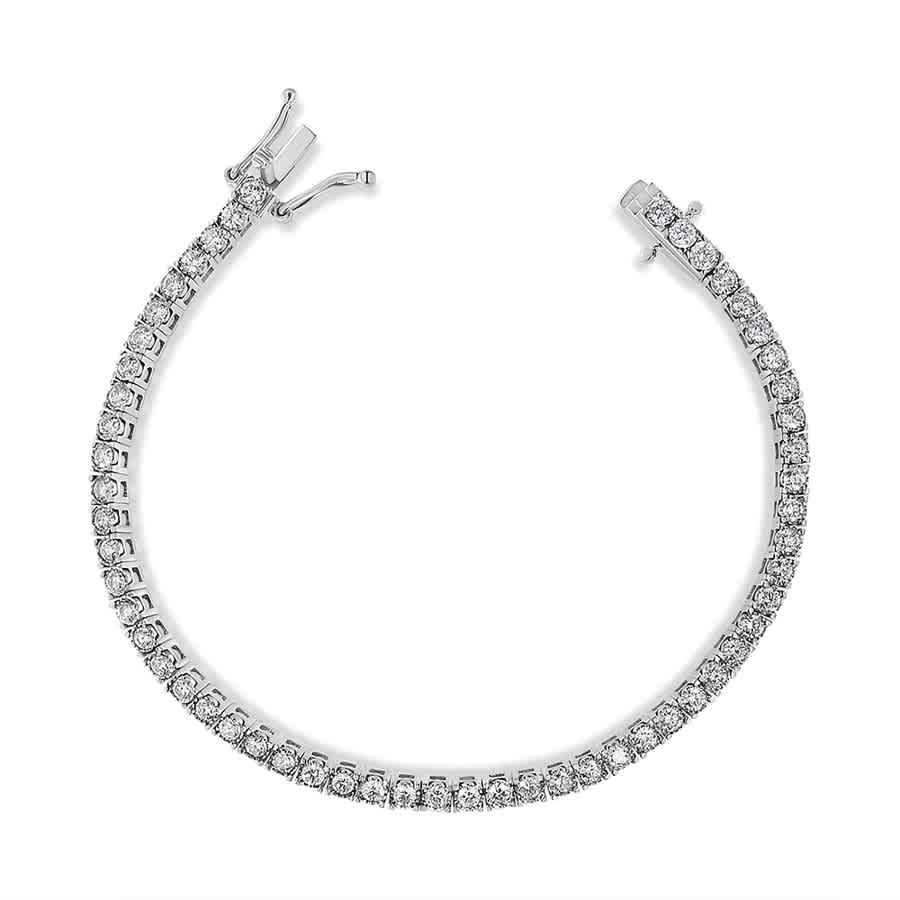 14K White Gold 3.0 Cttw Miracle Set Round-Cut Lab Grown Diamond Illusion 7'' Tennis Bracelet 