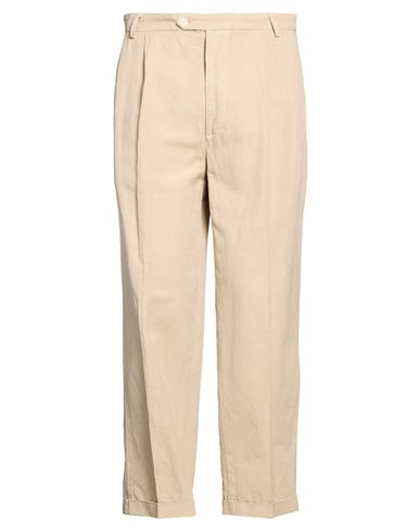 Man Pants Beige Size 34 Cotton, Linen