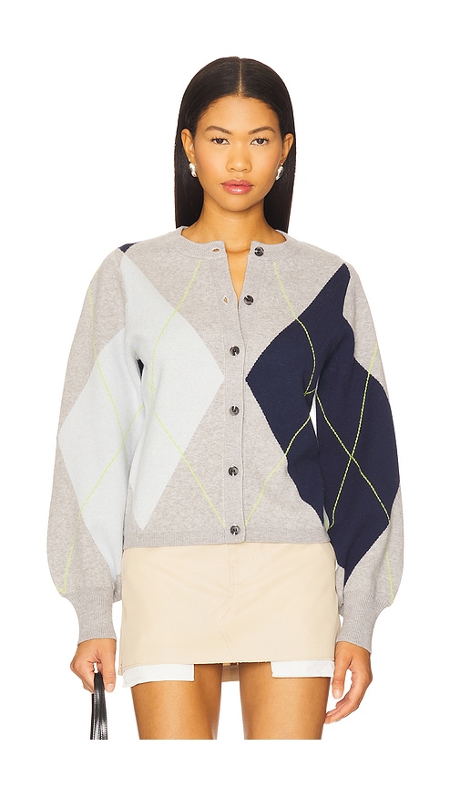 525 Noelle Argyle Cardigan in Grey. - S also in