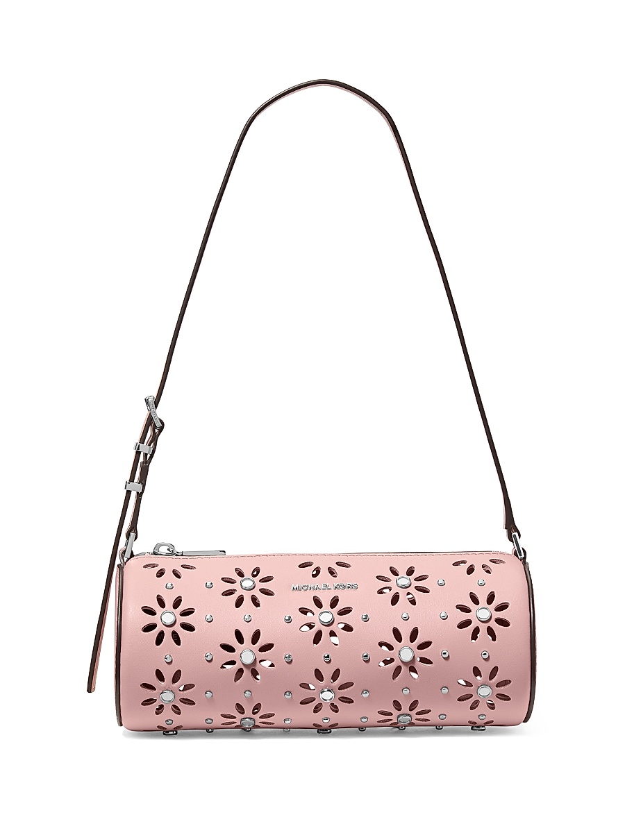 Women's Small Cut-Out Studded Barrel Pouchette - Smokey Rose