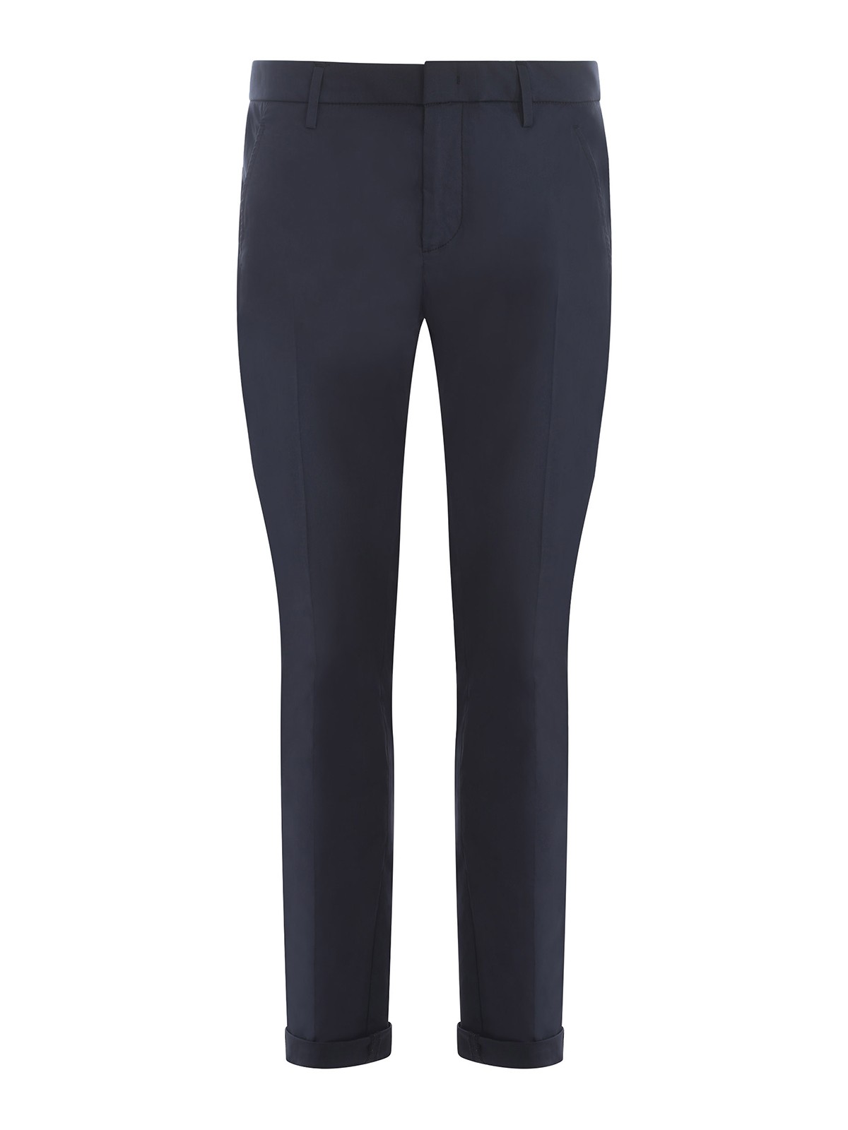 Pleated cotton trousers with hidden closure