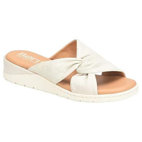 Born Mya Knotted Twist Leather Slide Sandal - White