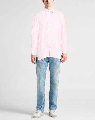 Man Shirt Light pink Size 4XL Linen