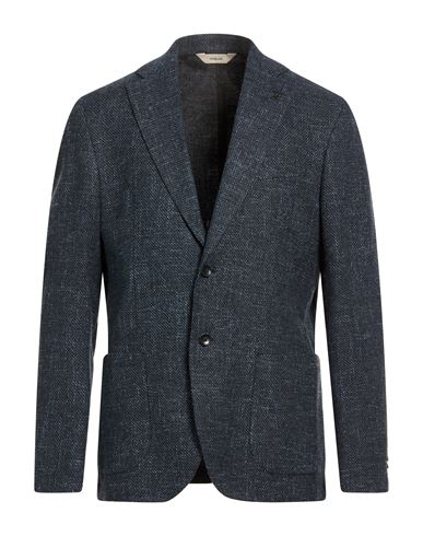 Man Blazer Navy Size 42 Cotton, Viscose, Linen, Elastane