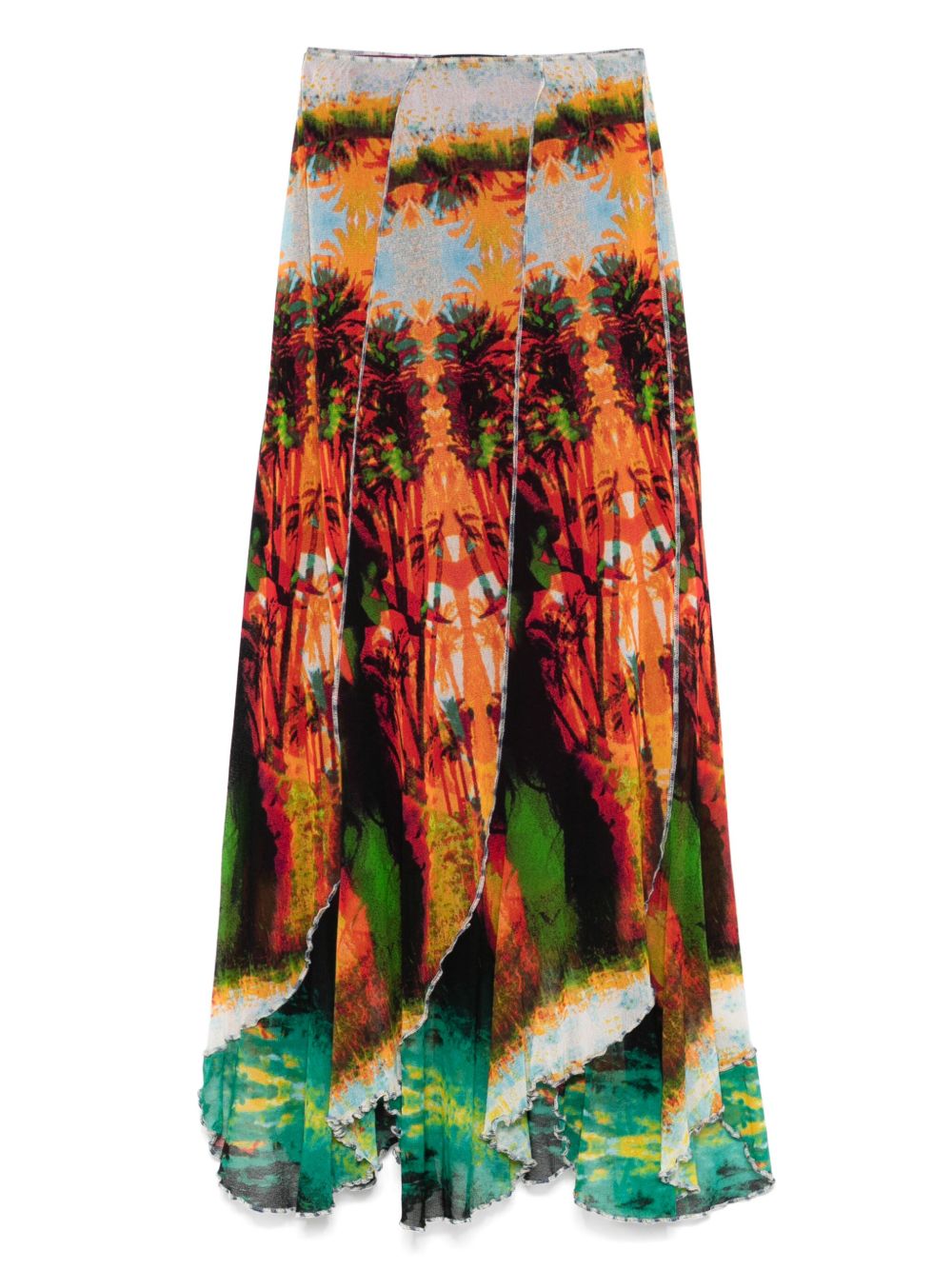 2000s graphic-print maxi skirt - Orange