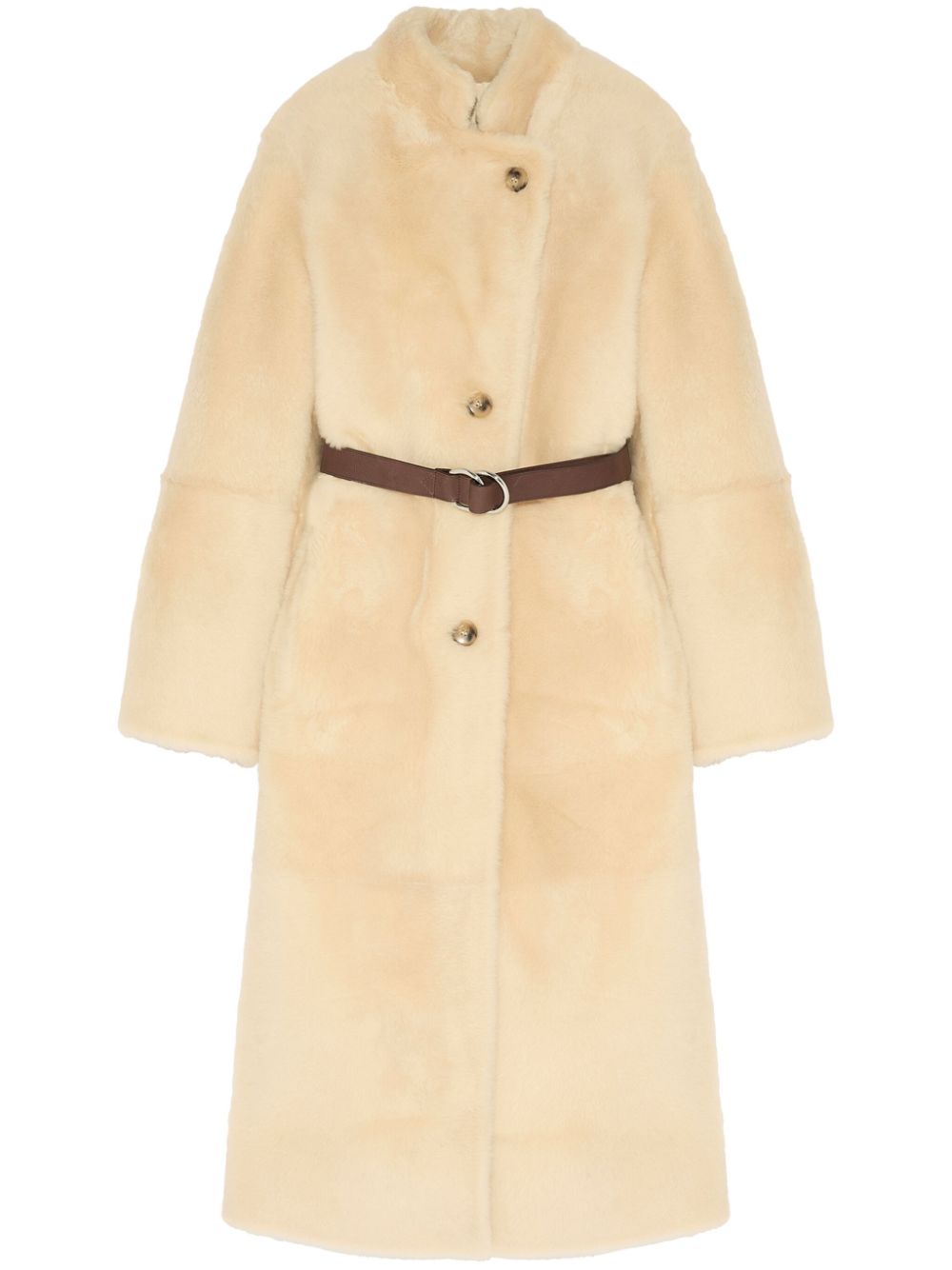 Belted shearling coat - Neutrals