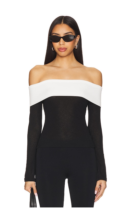 ALL THE WAYS Monica Off Shoulder Top in Black. L. Also in