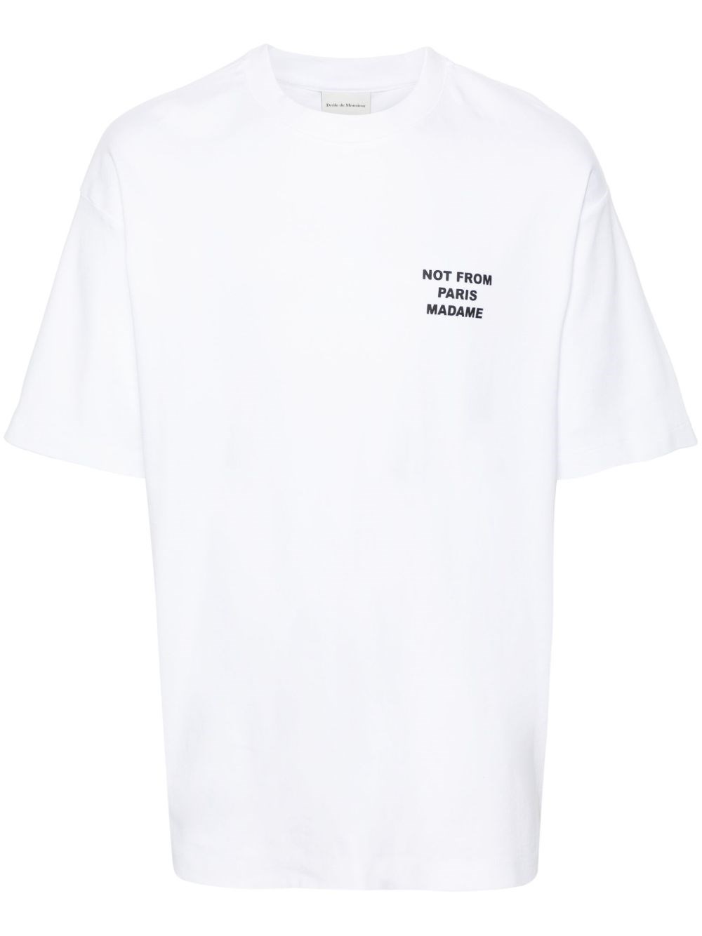 White Crewneck T-shirt With Slogan Print On The Front And Back In Cotton Man