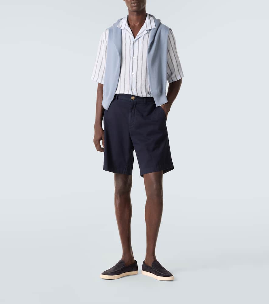 Striped linen bowling shirt