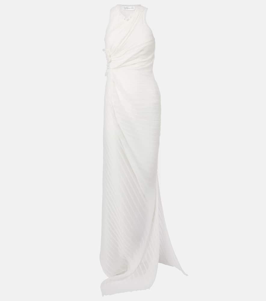 Gathered cotton-blend maxi dress