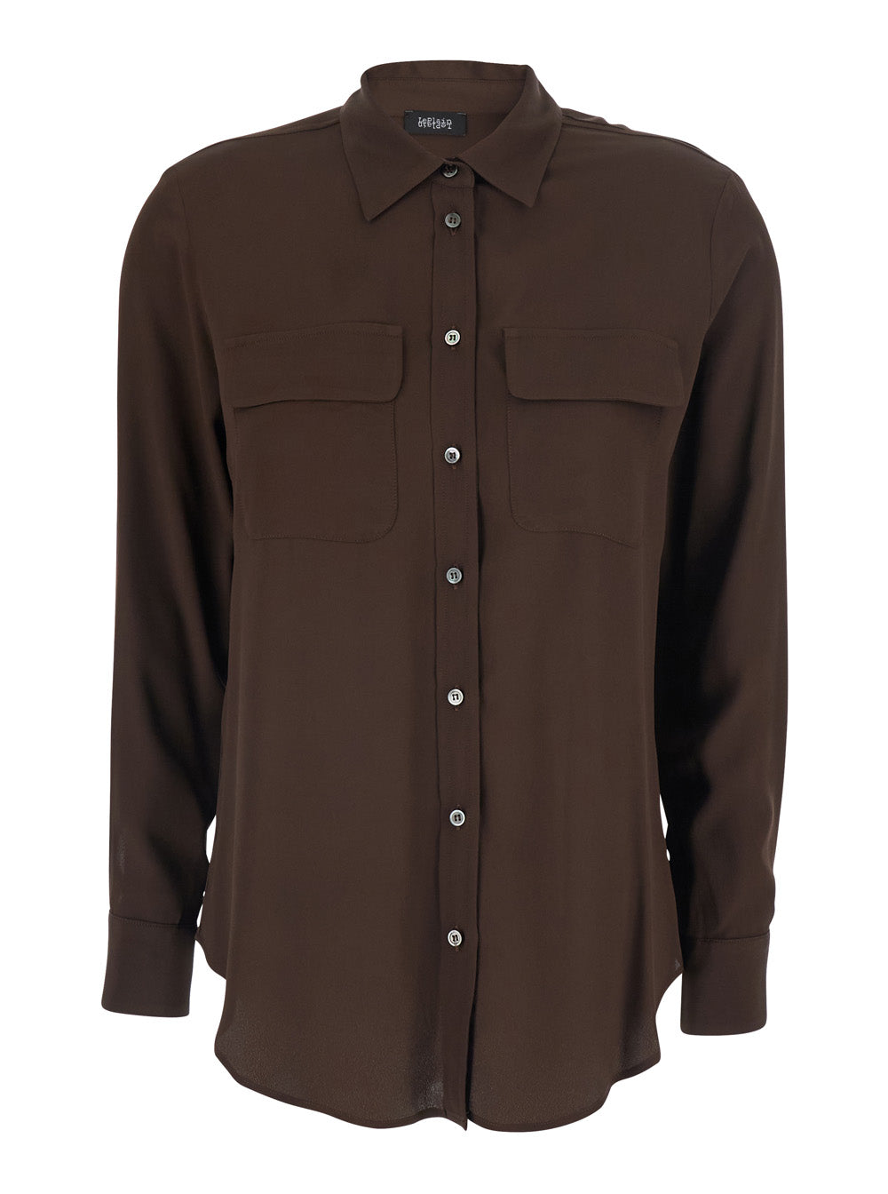 Silk-Blend Acetate Shirt — Brown