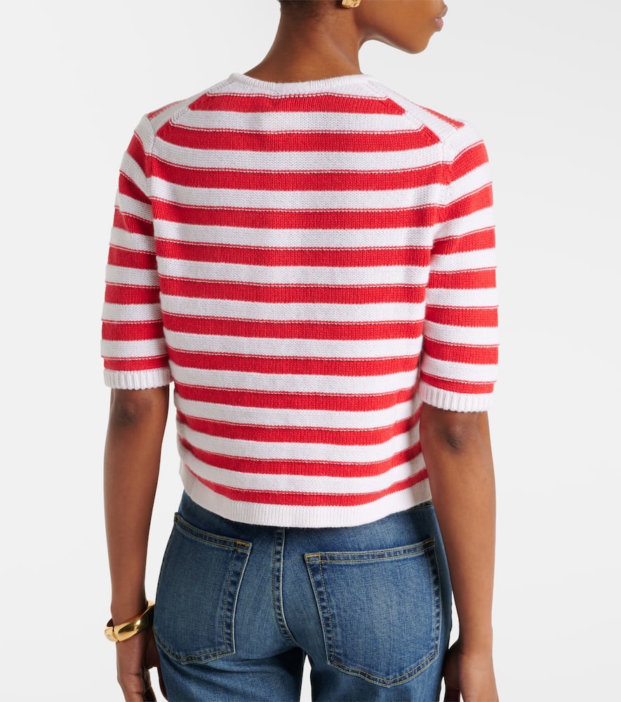 Striped cotton and cashmere cardigan