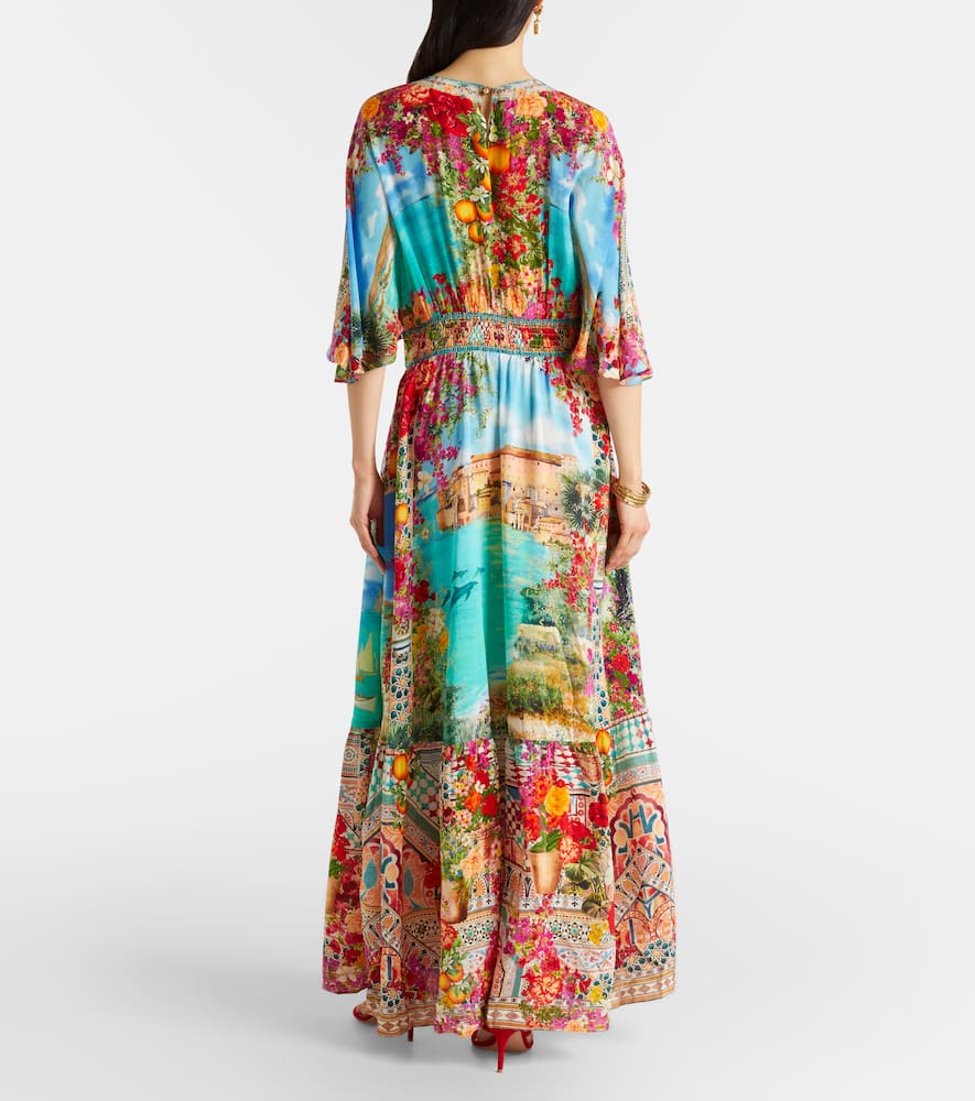 Embellished printed silk maxi dress