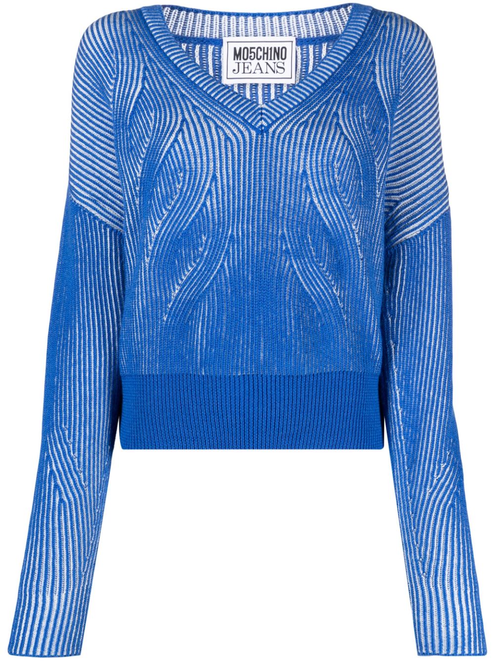 Two-tone V-neck jumper - Blue