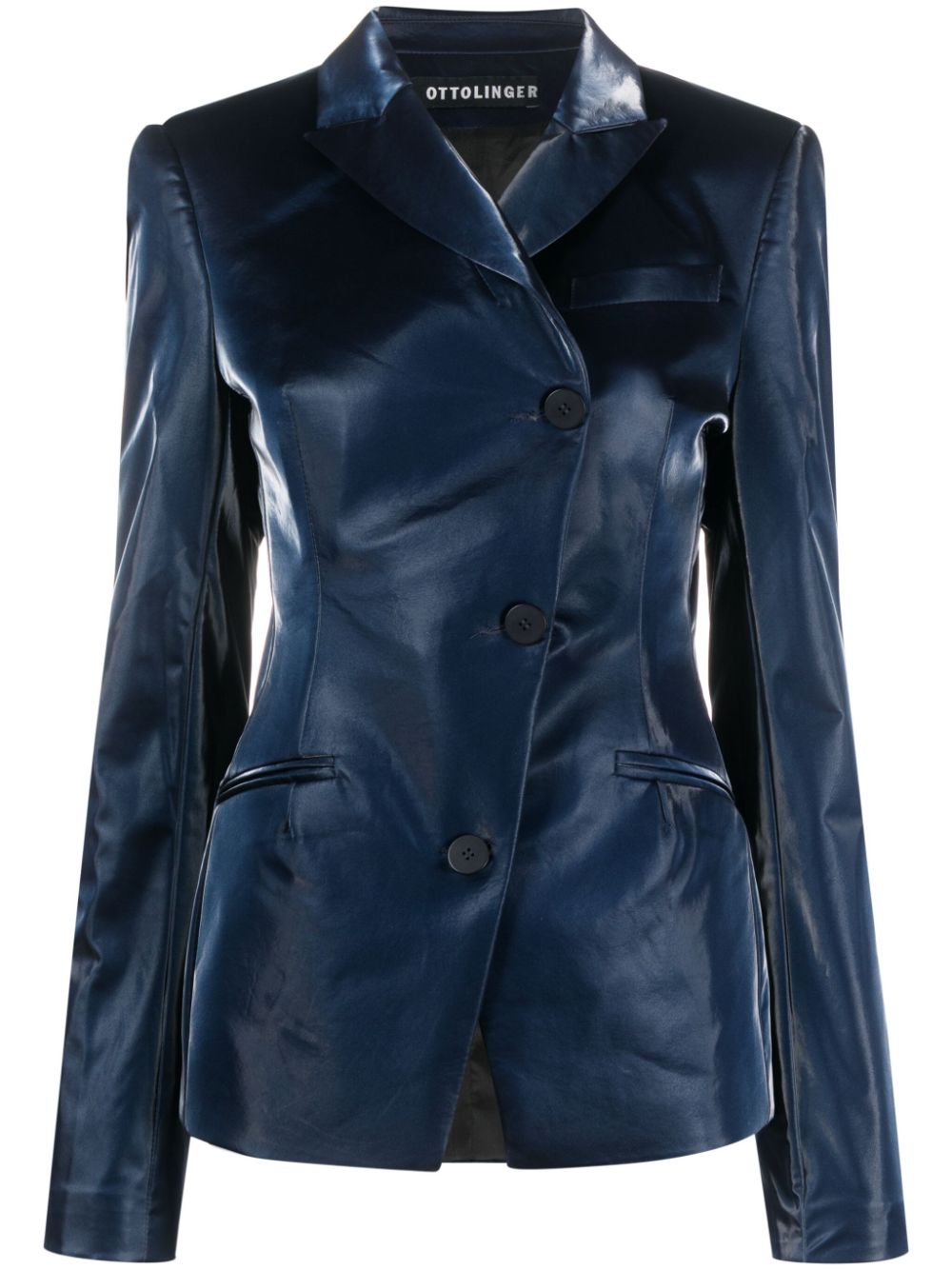 Lacquer-coated harness blazer - Blue