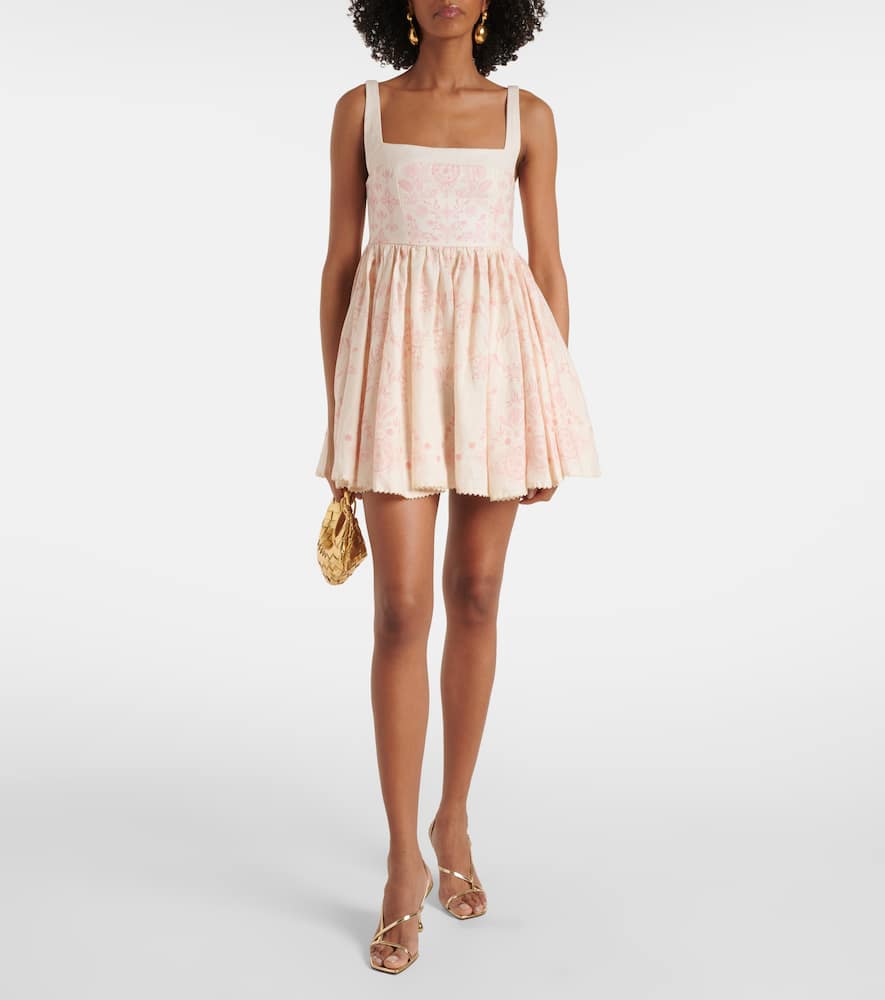 Hierbabuena Floritura linen minidress