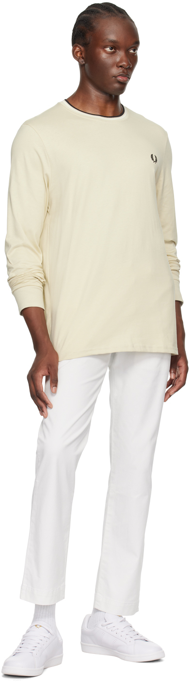 Fred Perry Beige Twin Tipped Long Sleeve T-Shirt