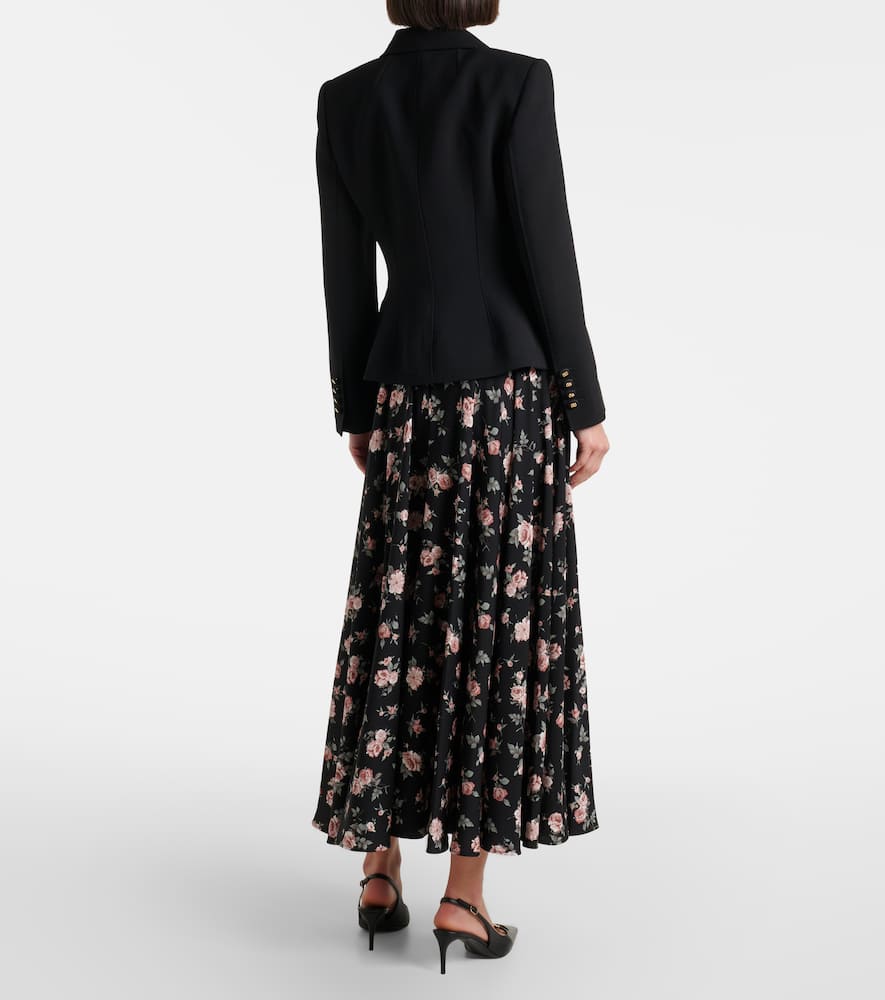 Floral silk-blend charmeuse midi skirt