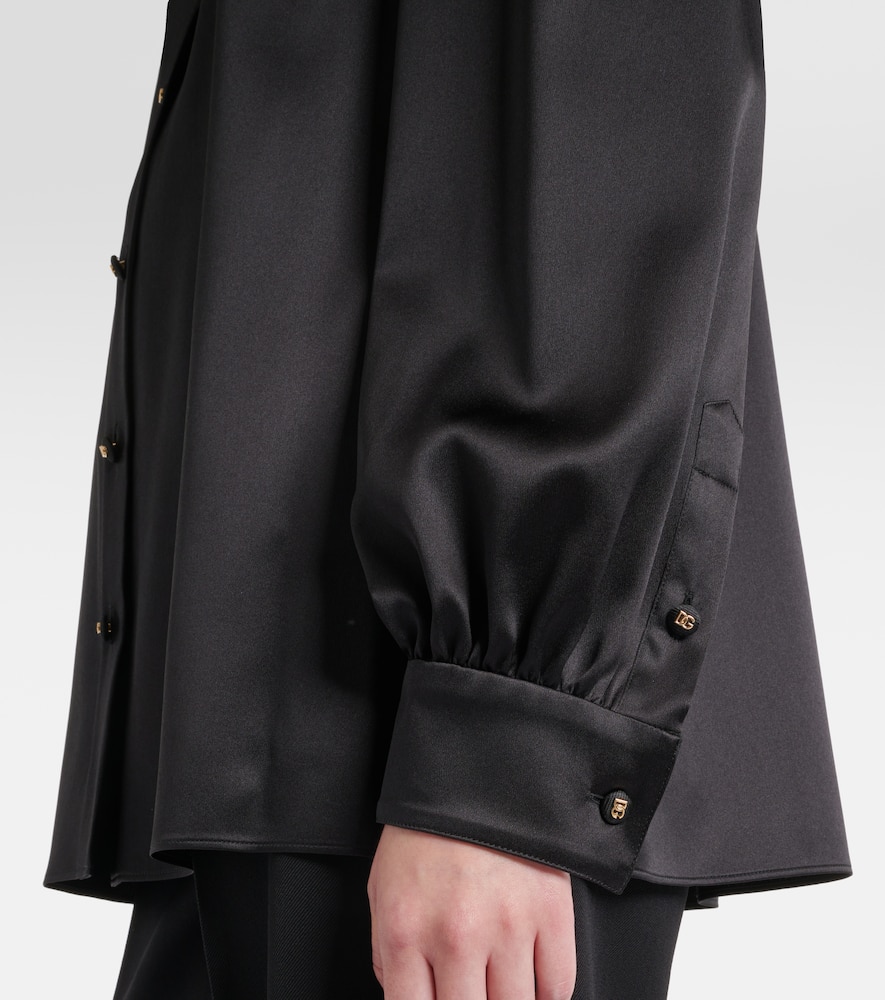 Tie-neck silk-blend satin blouse