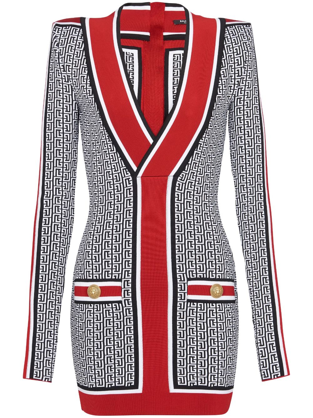 V-neck monogram knitted minidress - EJC
