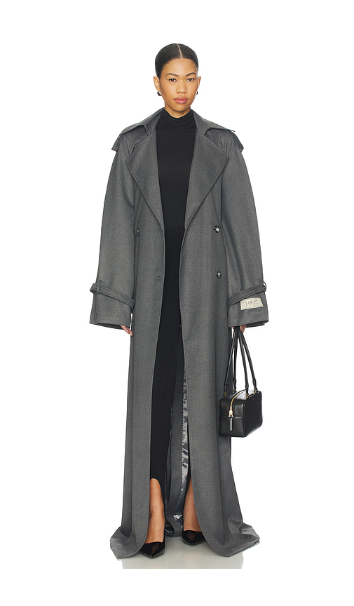 Milkwhite Long Trench Coat in Grey. - S also in