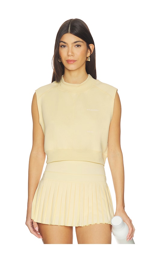 Gold Hinge Mock Neck Sleeveless Top in Yellow. - XS also in S, M