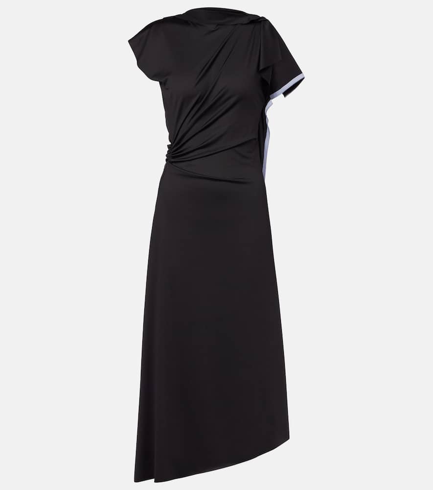 Draped asymmetric midi dress