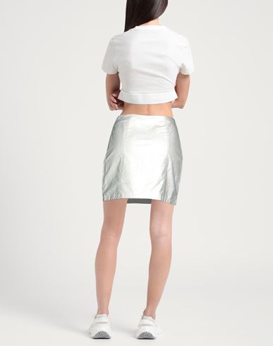 Woman Mini skirt Silver Size S Polyurethane, Viscose
