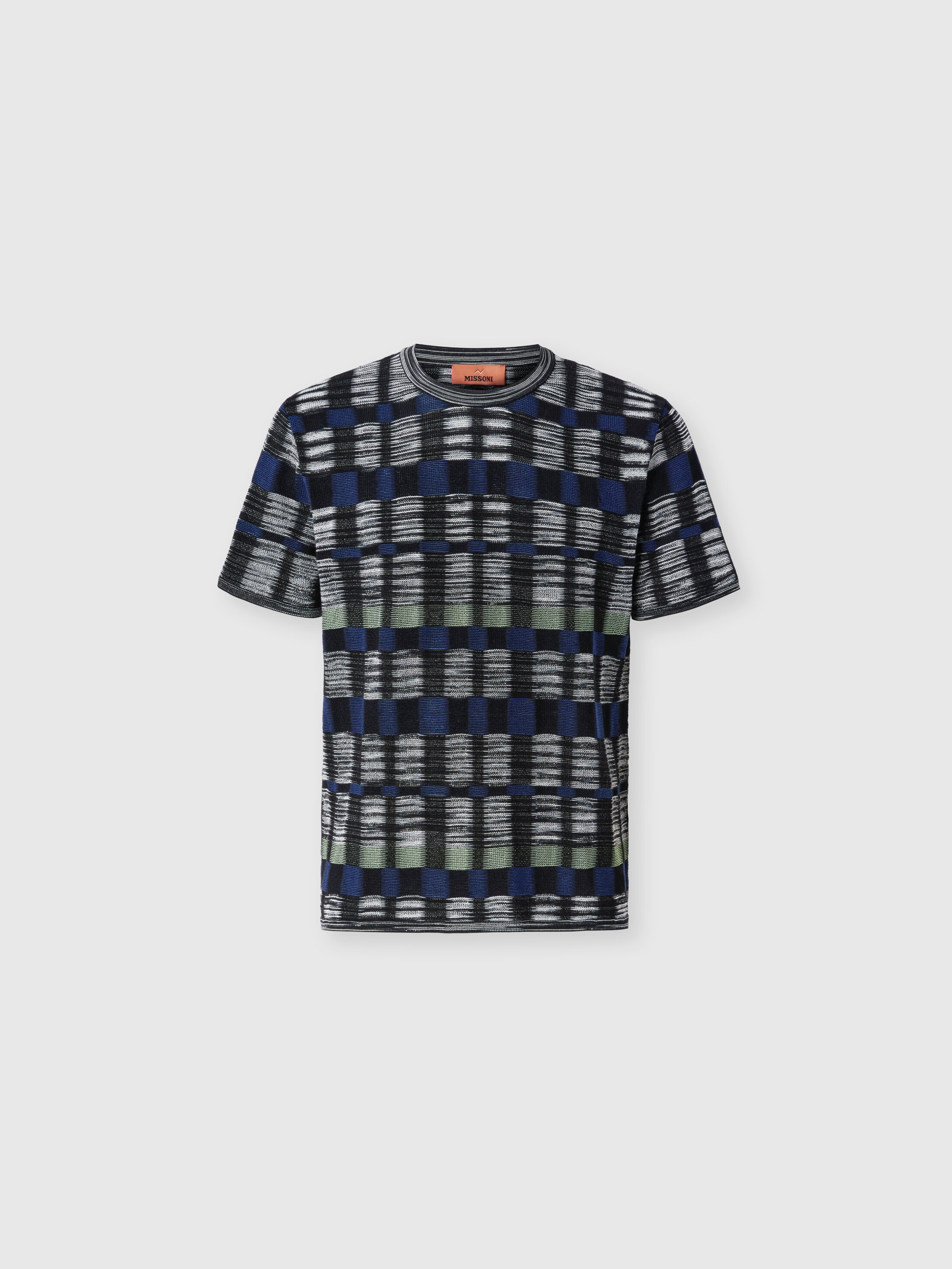 Missoni - Crew-neck cotton and viscose T-shirt with check pattern, Men, Multicoloured