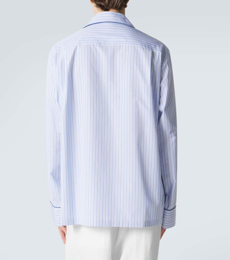 Striped cotton and silk poplin pajama shirt