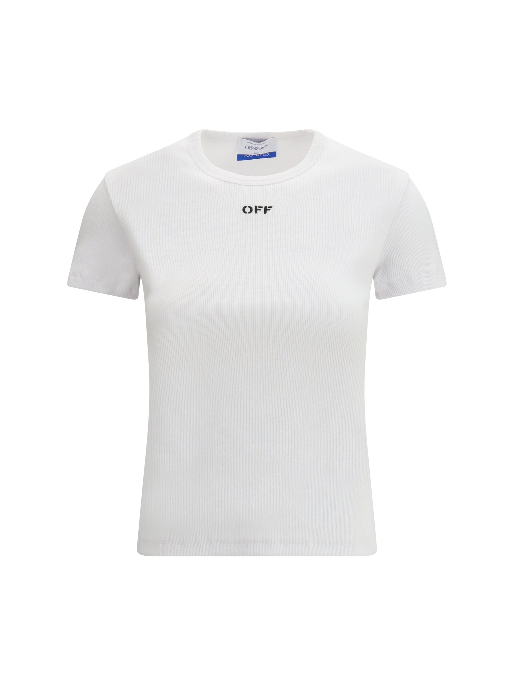 Logo-Embroidered Rib T-Shirt — White